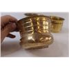Image 2 : (3) Brass Pots / Planters - Largest is 3 1/2" Tall x 5" Wide & 1 has Splits in Sides