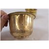 Image 3 : (3) Brass Pots / Planters - Largest is 3 1/2" Tall x 5" Wide & 1 has Splits in Sides