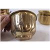Image 3 : (3) Brass Pots / Planters - Largest is 4 1/2" Tall x 6 1/2" Wide & 1 With Ornate Handles