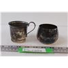 Image 1 : (2) Brass Cup & Sugar Bowl - Both Silverplate