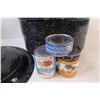 Image 4 : (4) Large Blue Enamelware Canner Pot & 3 x Cans of Cat Food