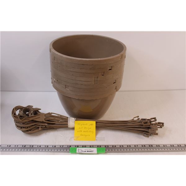 (20) 10 x Beige Plastic Plant Pots with Matching Hangers