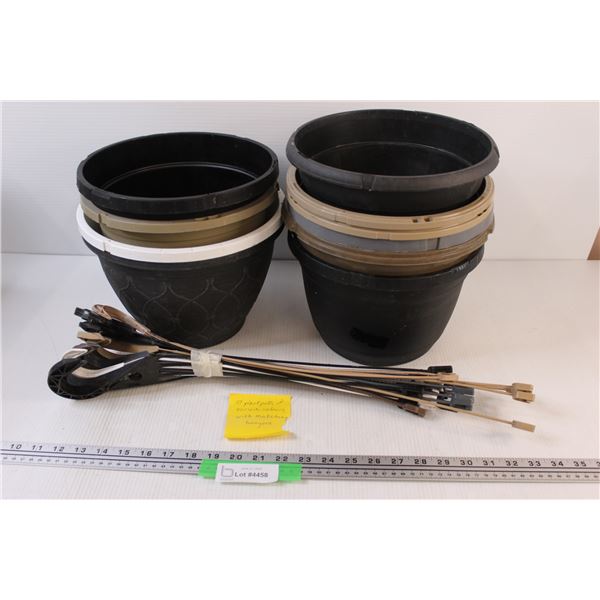 (20) 10 x Various Coloured Plastic Plant Pots with Hangers