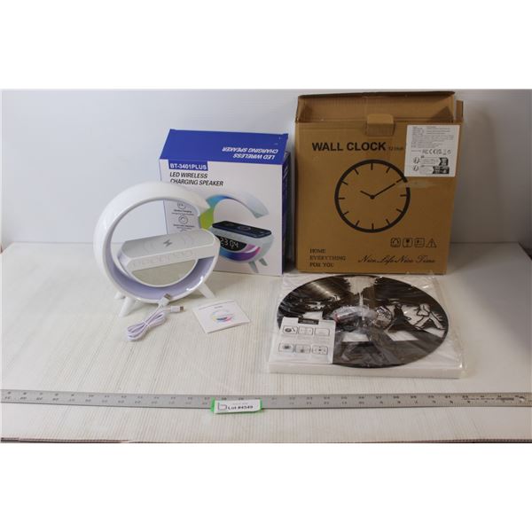 The Beatles Wall Clock, Led Wireless Charging Speaker - Untested