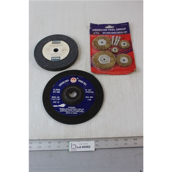 (2) Grinding Wheels, 5Pc Wire Wheel Brush Set
