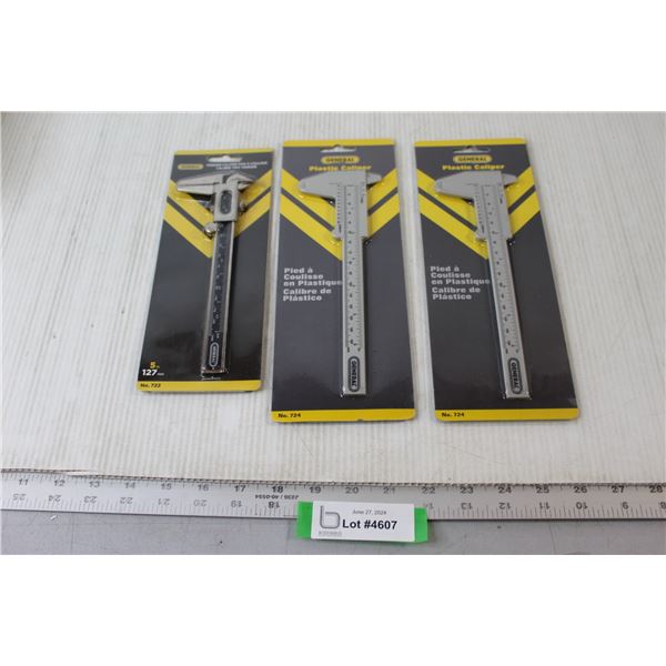 (3) General Vernier Calipers - BNIP, (2) Plastic, 1 Metal