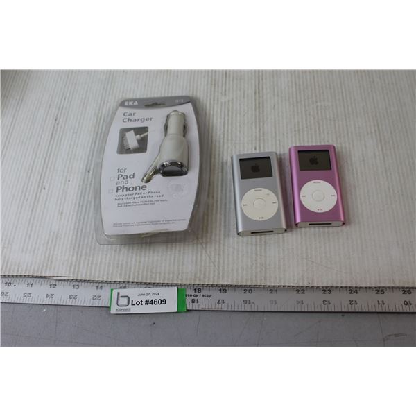 (2) Vintage iPods - 4gb & 6gb, Both Light Up , Charger