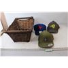 Image 1 : (3) New Baseball Caps, Wicker Basket
