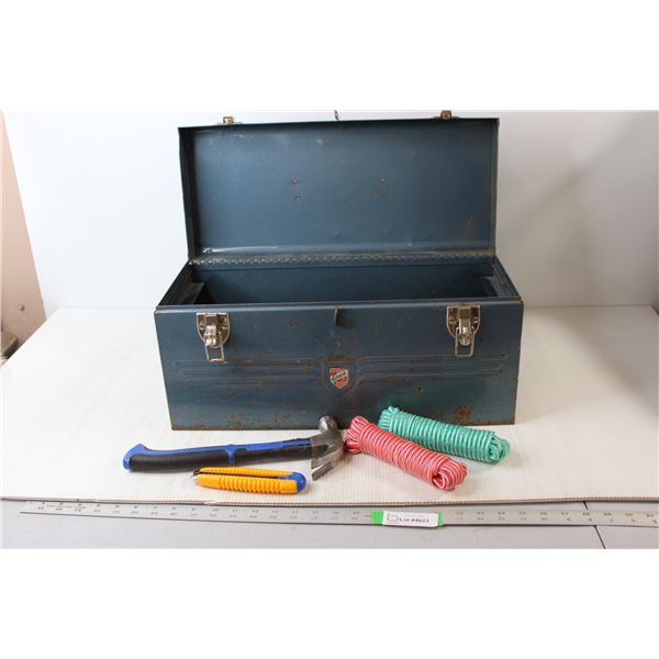 Beach Tool Box, Hammer, Box Knife, (2) Nylon Ropes