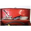 Image 4 : Metal Tool Box w/Contents (tool box has dents)- Hex Key Set - Screw Drivers - Misc. Items