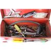 Image 5 : Metal Tool Box w/Contents (tool box has dents)- Hex Key Set - Screw Drivers - Misc. Items