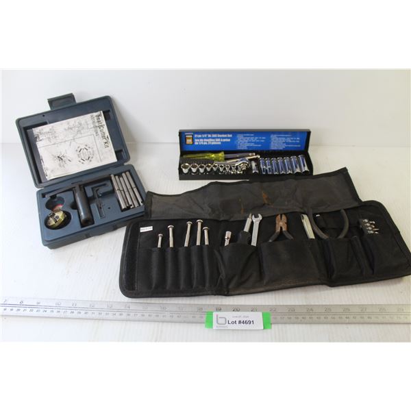 Power Fist 1/4" Socket Set - Neway Valve Seat Cutters - Fix-it Tool Pouch w/Tools