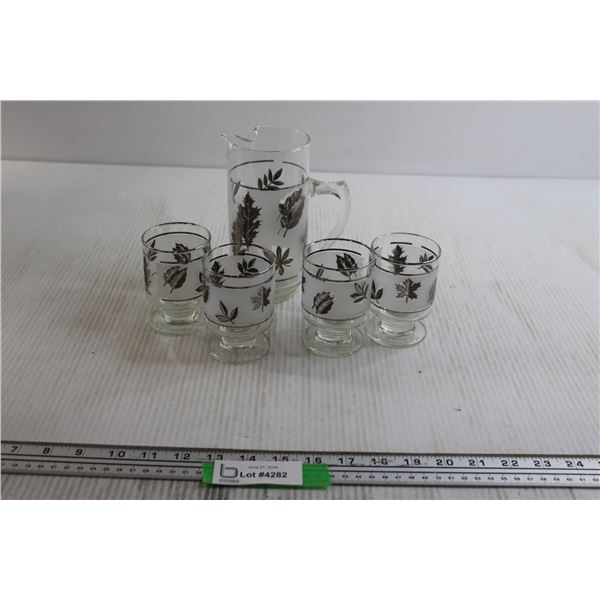 Leaf Pitcher and (4) Glasses