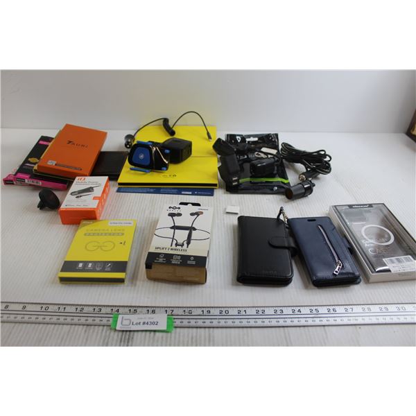 Phone Tempered Glass Protectors, (3) Phone Cases, Misc.