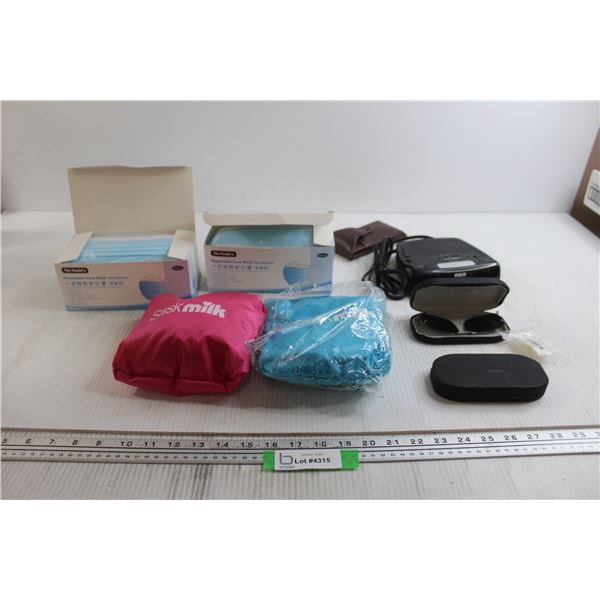 (2) Boxes of Masks, (2) Sunglasses Cases, Misc.