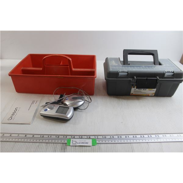 Caddy, Toolbox with Contents, BBQ Thermometer