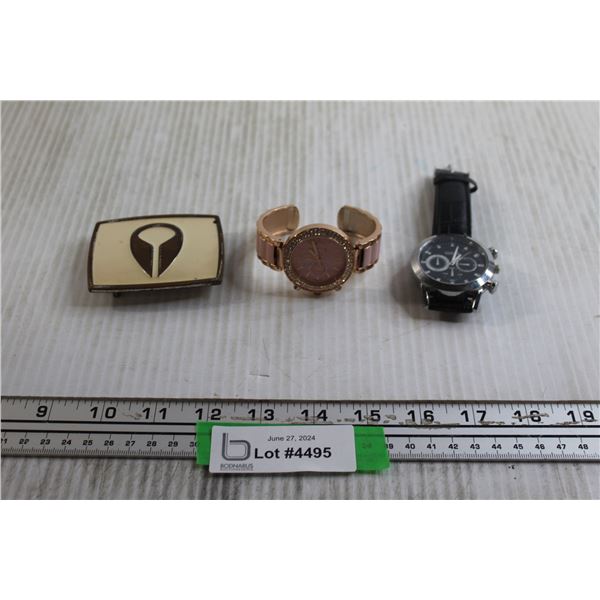 (2) Watches - Untested, Belt Buckle