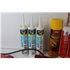 Image 5 : Can of Bug-be-gone - (3) Tubes of Dap Paintable Caulking - (2) Tubes of Red Silicone - Trouble Light