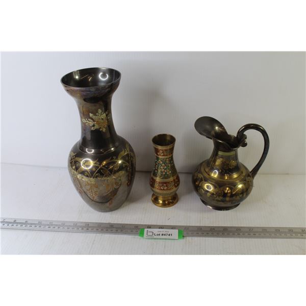 (3) Brass Vases