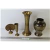 Image 1 : (3) Brass Vases & Brass Peacock
