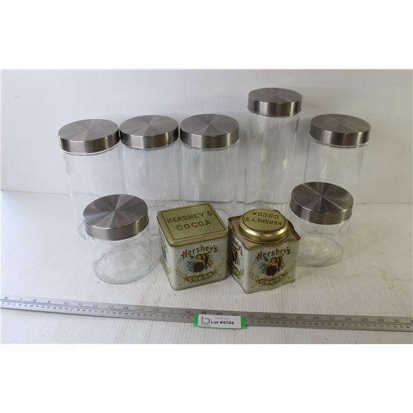(7) Cannister Jars - (2) Vintage Coco Tins