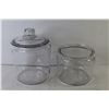 Image 2 : (2) Glass Jars (missing a lid) - Wicker Basket