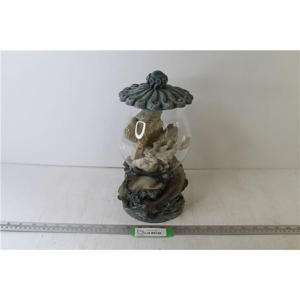Dolphin Themed Small Jar w/Coral -