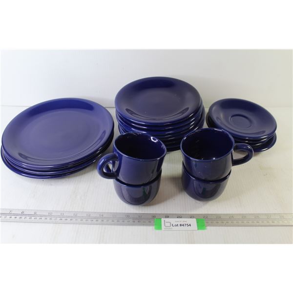Set of Blue Dishes - Plates - Cups - Bowls