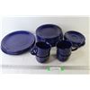 Image 1 : Set of Blue Dishes - Plates - Cups - Bowls