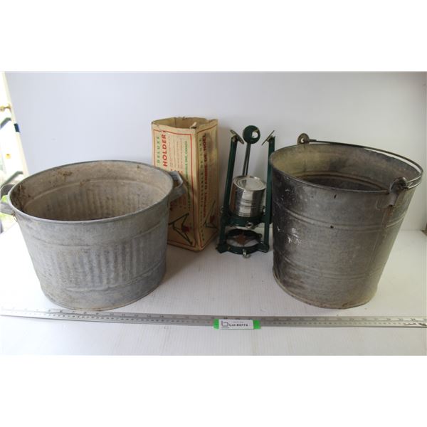 Christmas Tree Stand - (2) Galvanized Pails