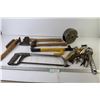 Image 1 : Hatchet - Hammer - Hack Saw - Assorted Hand Tools - Tie Wire Holder/Reel - Steering Wheel Lock (no k