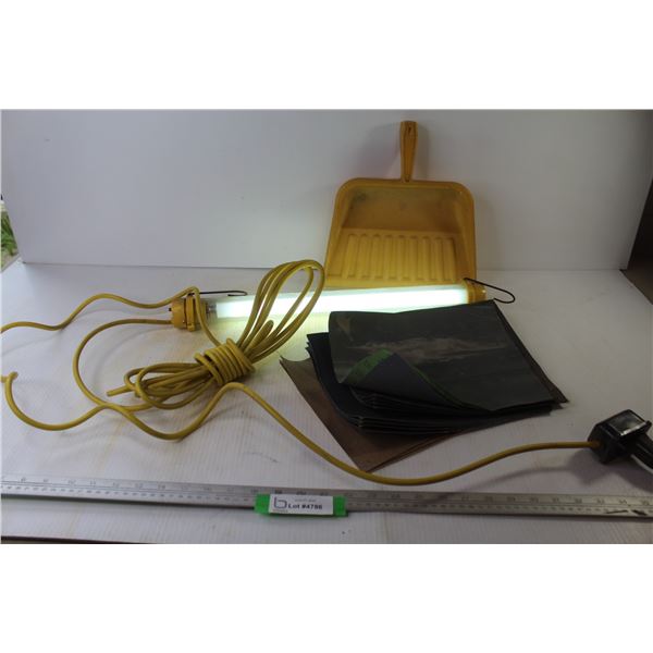 Corded Work Light (working) - Sand Paper - Plastic Dust Pan