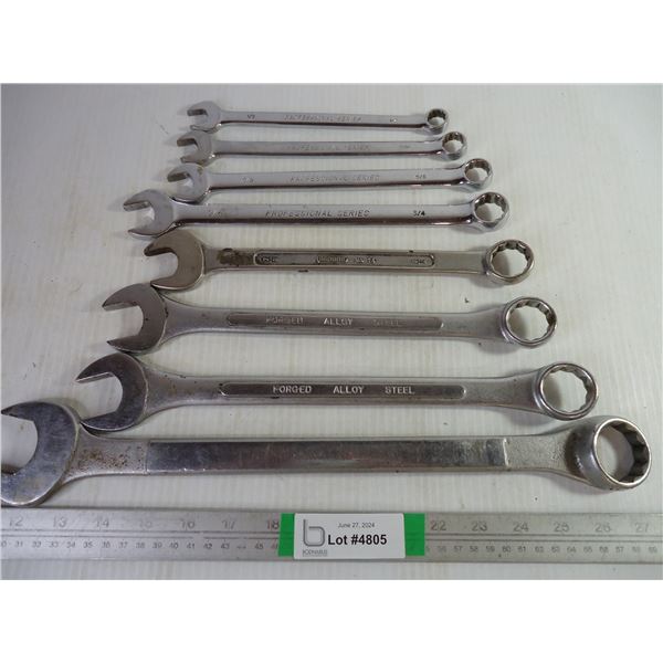(8) Assorted Size Combination Wrenches