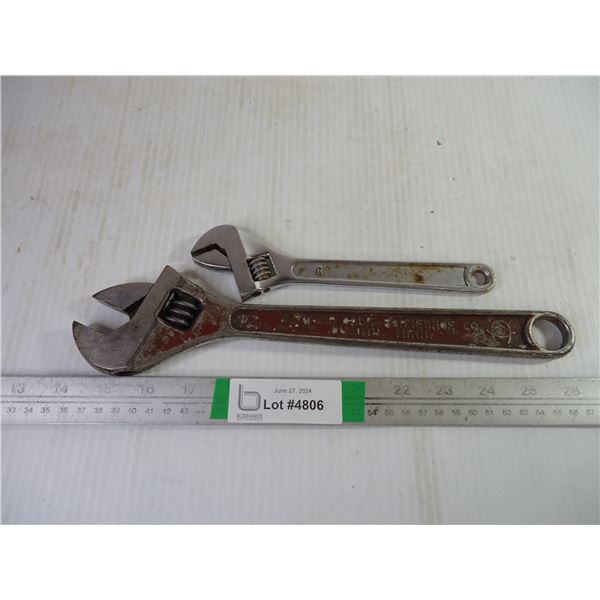 (1) 12" Adjustable Wrench and (1) 8" Adjustable Wrench