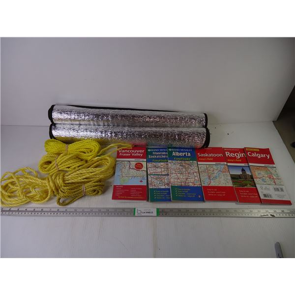 (2) Car Shades,(6) Maps(Western Canada) and (4) Bundles of Rope