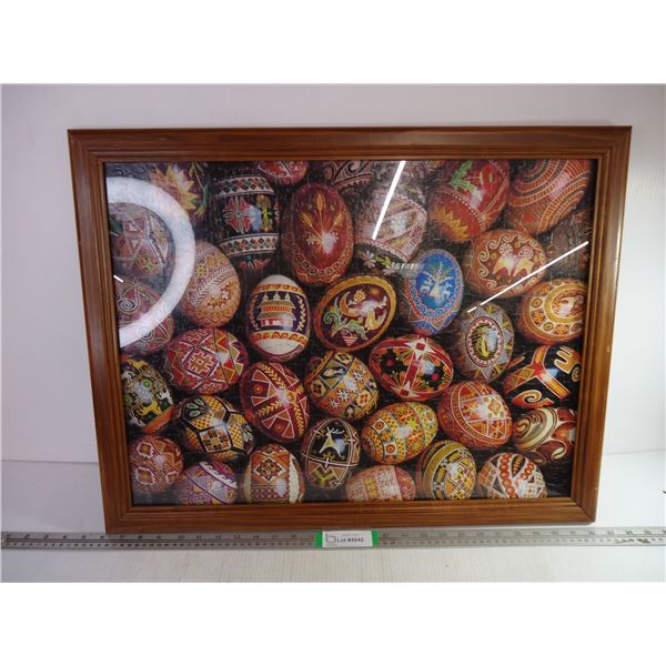 Framed Puzzle of Ukrainian Easter Eggs-Frame is 26.5'x20.5"(outside)