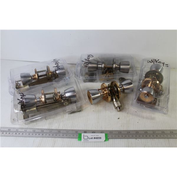 (4) Keyed Door Lock Sets (w/keys) - (1) Passage Door Knob Set