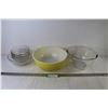 Image 1 : Yellow & White Pyrex Mixing Bowl - Glass Mixing Bowl - (4) Glass Bowls