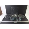 Image 1 : (2) Light Blue Pyrex Glass Bowls - Shell Dish - Glass Cutting Board - (2) Glass Plates