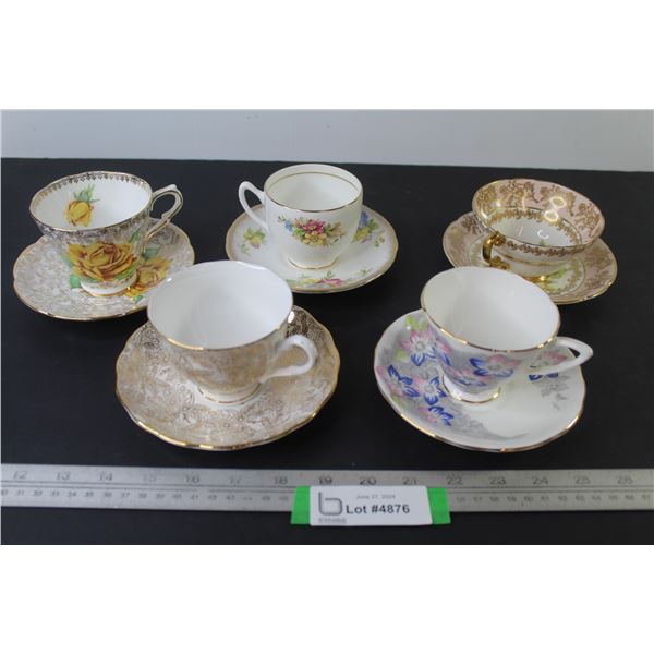 (5) Tea Cups & Saucers - Royal Stafford - Stanley - Duchess - Collingwood