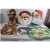 Image 1 : Assorted Holiday Paper Decorations, Plastic Platters, Misc.