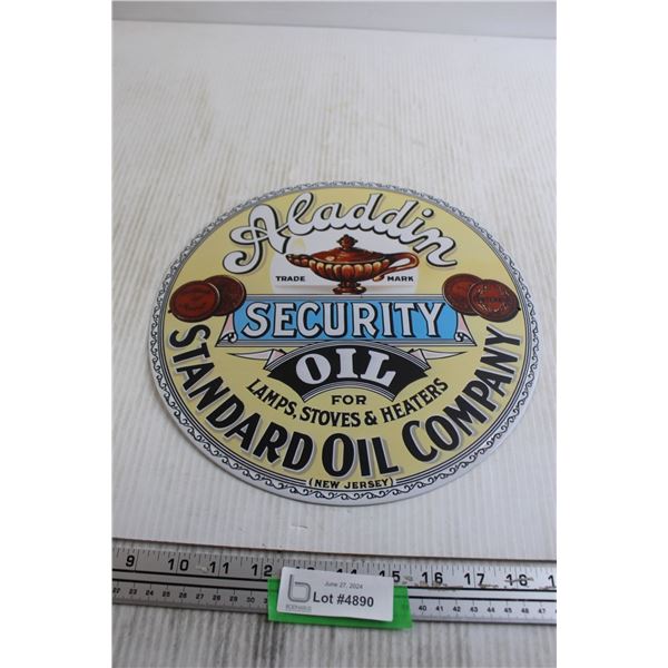 Aladdin Standard Oil Company Sign - 11 3/4", Slight Bend