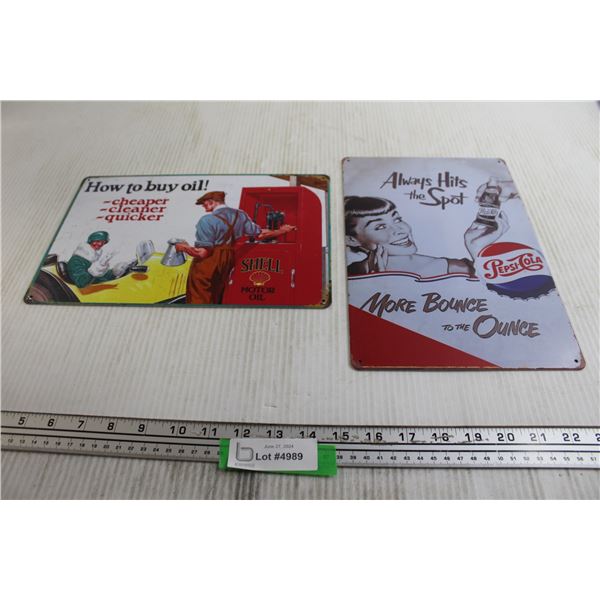 Shell and Pepsi Signs - 8" x 12"