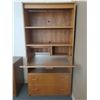 Image 1 : Light Wood Shelf with Two Drawers and Hideaway Nook (35W 16D 71H)