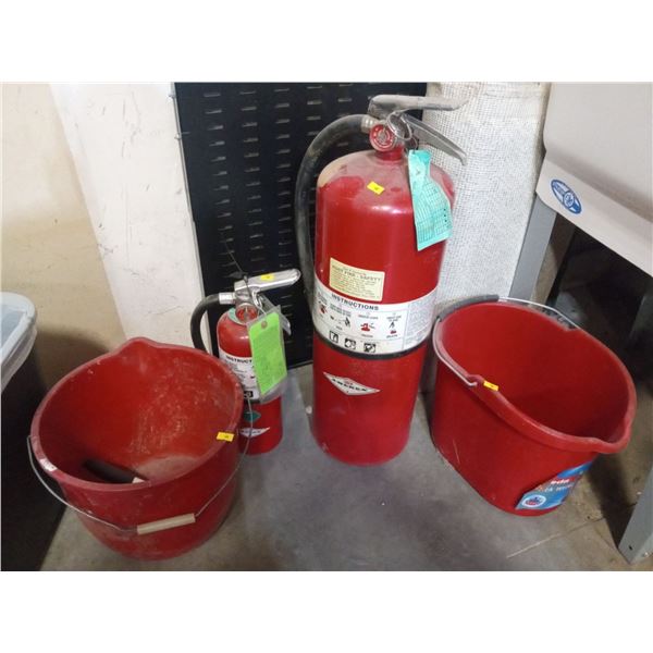 2 Fire Extinguishers and Buckets