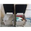Image 2 : Pair of Gray Upholstered Rolling Stools