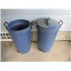 Image 1 : Lot of two rolling garbage cans - only one lid