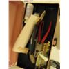 Image 2 : Tub of various craft supplies and knitting needles