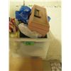 Image 4 : Tub of various craft supplies and knitting needles