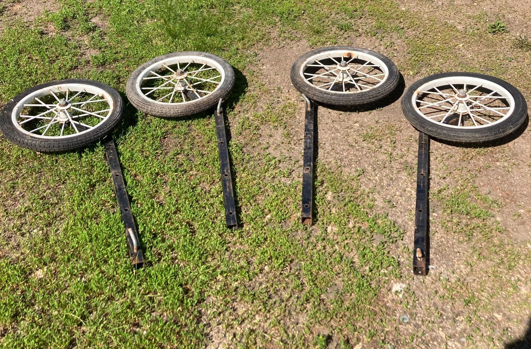 SPOKED WHEELS ON 1-1/2-INCH SQUARE METAL TUBING WITH ADJUSTABLE HEIGHT ...